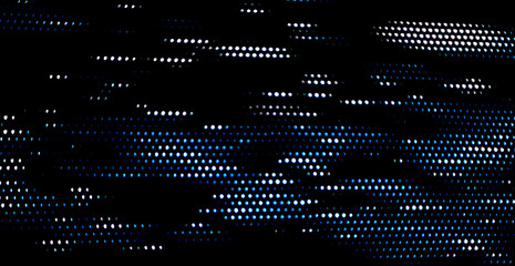 Random of blue and white light dots on black. For using as pattern and background.