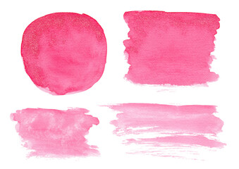 Pink Watercolor Strokes Design Elements With Glitter