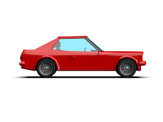 Fototapeta na wymiar Simple Polygonal Red Race Sport Coupe Car Icon on White Background