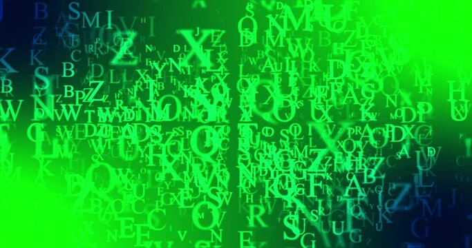 Letters scrolling across a psychedelic green screen. Loop