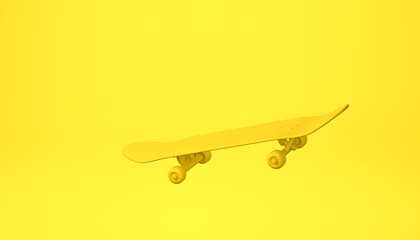 Yellow skatchbaord on the vibrance yellow background