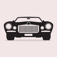 Muscle Classic or retro car front view. Flat and solid color vintage vector illustration.