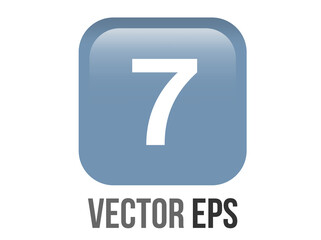 Vector shinny gradient blue keycap white digit seven icon button