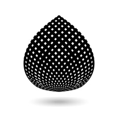 Decorative blob or petal with black diagonal stripes on white. Design elements for advertising flyer, presentation template, brochure layout, book cover. 