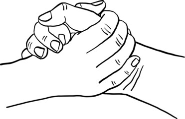 Handhold People give support helping hand Hand drawn vector illustration