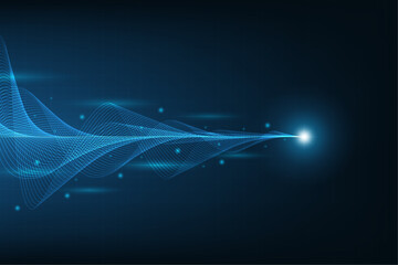 Vector abstract blue digital equalizer. Effect of sound wave oscillating. Technology abstract background.