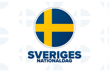 Inscription in Swedish means National Day of Sweden. Holiday concept. Template for background, banner, card, poster with text inscription. Vector EPS10 illustration.
