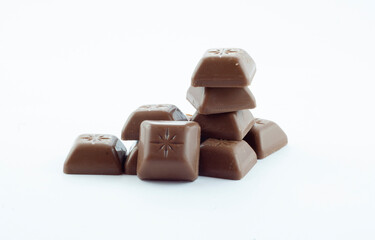 chocolate pieces, cocoa sweet delicious dessert, candy, isolated food object, design element