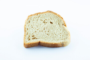One slice of traditional white bread, healty food breakfast, isolated object, design element