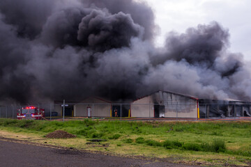 Heavy smoke over buildings due to fire