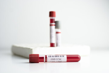 Blood test tube with Corona virus