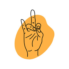 Mudra Rudra. Hands vector illustration. Yogic hand gesture. 
