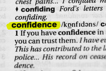 Highlighted word confidence concept and meaning.