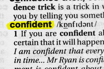Highlighted word confident concept and meaning.