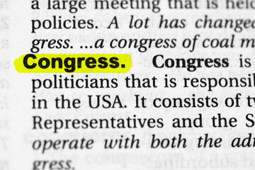 Highlighted word congress concept and meaning
