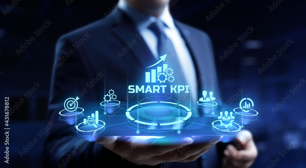 Poster smart kpi key performance indicator business technology concept