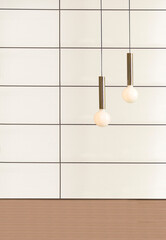 new empty room and interior design, hanging lamp. 3D illustration