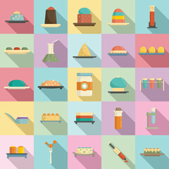 Molecular cuisine icons set, flat style