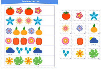  Logic game for children. Continue with a series of elements. Development of attention, memory, thinking