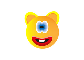 Emoji. Strange happy face. For printing on mugs and T-shirts.