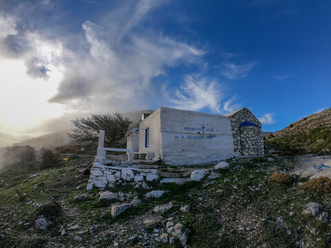 A shot of the chapel on Kerkis mountain of Samos