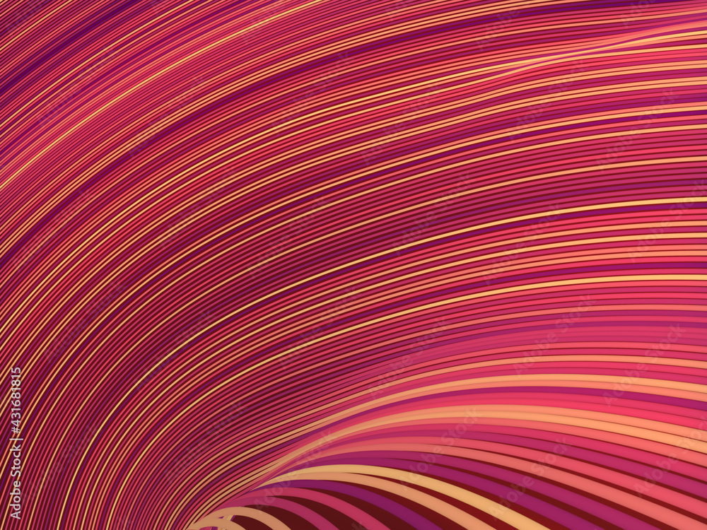 Aufkleber Wavy background of twisted colored lines. Abstract floating backdrop for design. 3d rendering digital illustration
