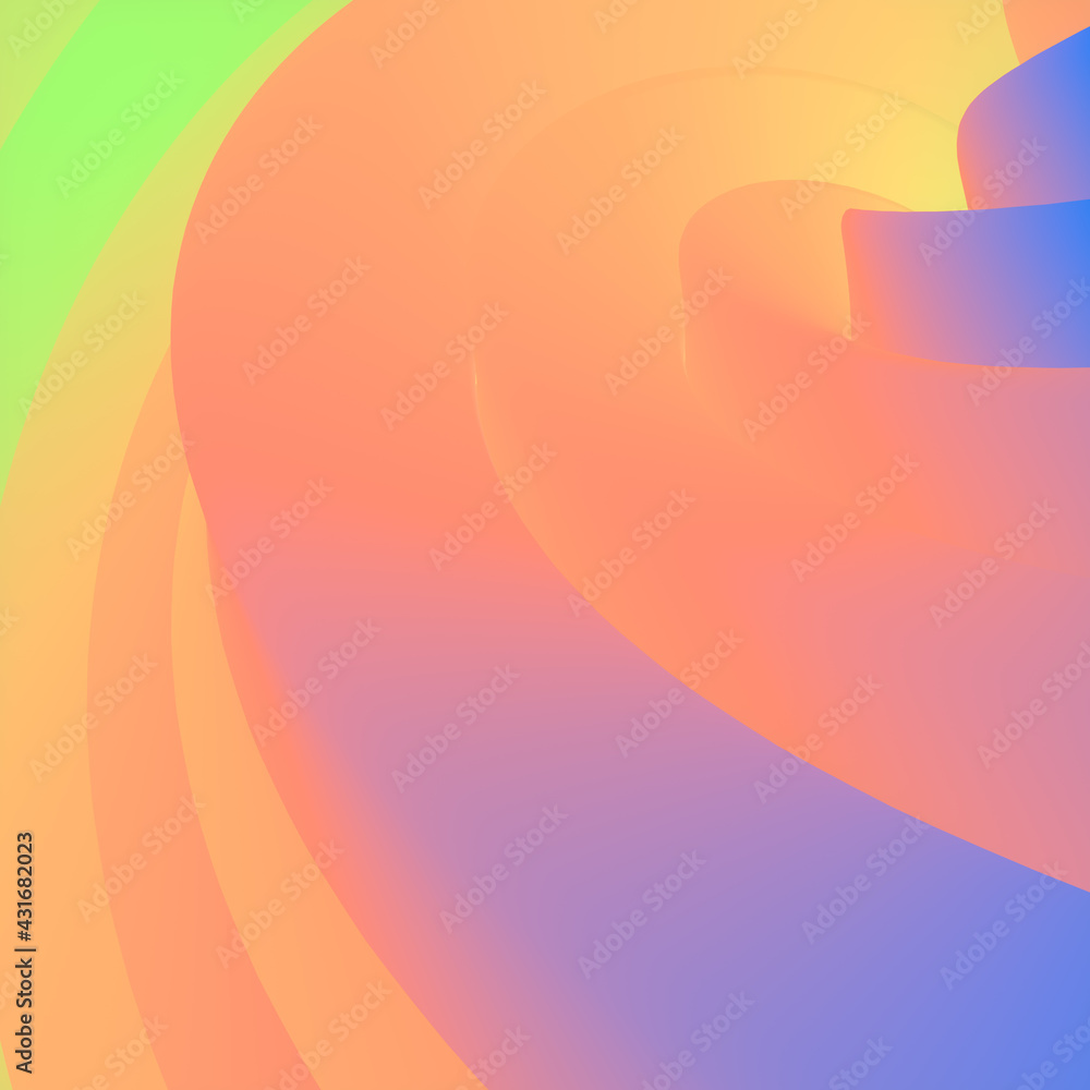 Fototapete wavy curved fluid shapes with trendy holographic gradient digital illustration. abstract design elem