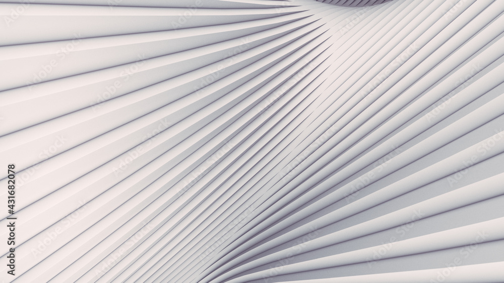 Poster Abstract white waves and lines pattern. Futuristic background. 3d rendering