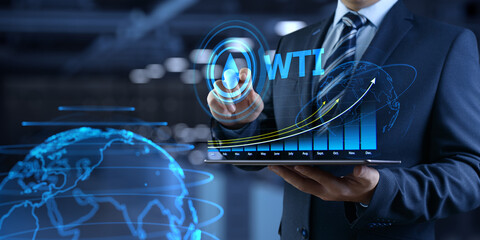 Wti crude oil trading stock market exchange financial concept on screen