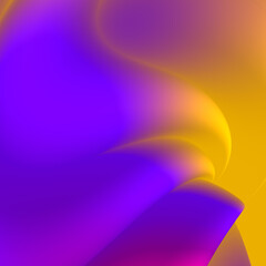 Fluid shapes with trendy rainbow gradient. Abstract color flow geometric background. 3d rendering digital illustration