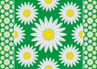 Chamomile flowers. Geometric seamless vector texture for creativity. Background for cards, congratulations, posters and more.