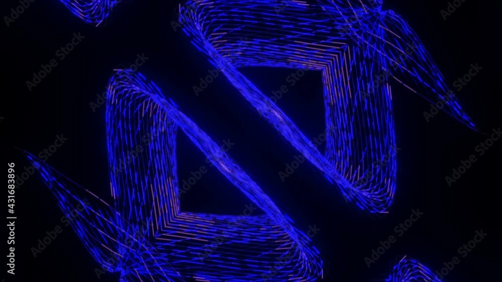 Poster animated abstract background with blue glow. three-dimensional moving kaleidoscope patterns. 3d rend