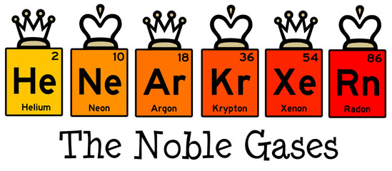 describing the noble gases in the periodic table  - obrazy, fototapety, plakaty