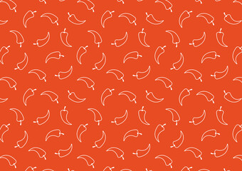 Chili doodle pattern wallpaper. Chili pattern on white background.