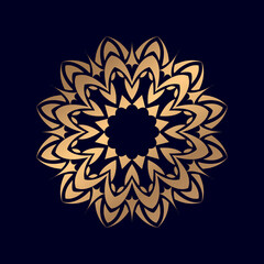 Golden floral Laser cutting mandala pattern. Oriental silhouette ornament mandala Vector coaster design element template.
