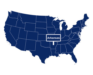 Der Bundesstaat Arkansas mit Straßenschild