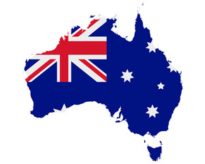 Fahne in Landkarte von Australien