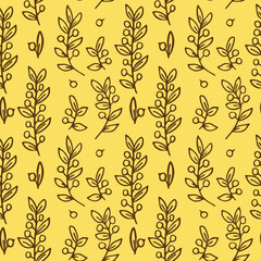 simple pattern with branches on a light background for fabric and packaging