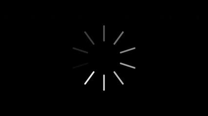 Loading circle icon on black background. Buffering Spinner download or upload progress. Loader. White Lines in circle - Powered by Adobe
