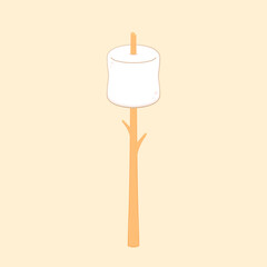 Burned Marshmallows. Marshmallow stick vector. Marshmallow logo design.