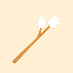 Burned Marshmallows. Marshmallow stick vector. Marshmallow logo design.