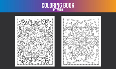 Hand draw flower coloring page.Book interior for print vactor design


