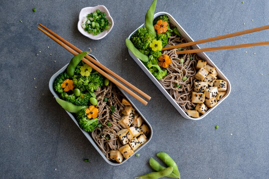 Homemade Japanese meal / Stir Fry Soba Bento / Ideal take away food for working people, outings and picnic