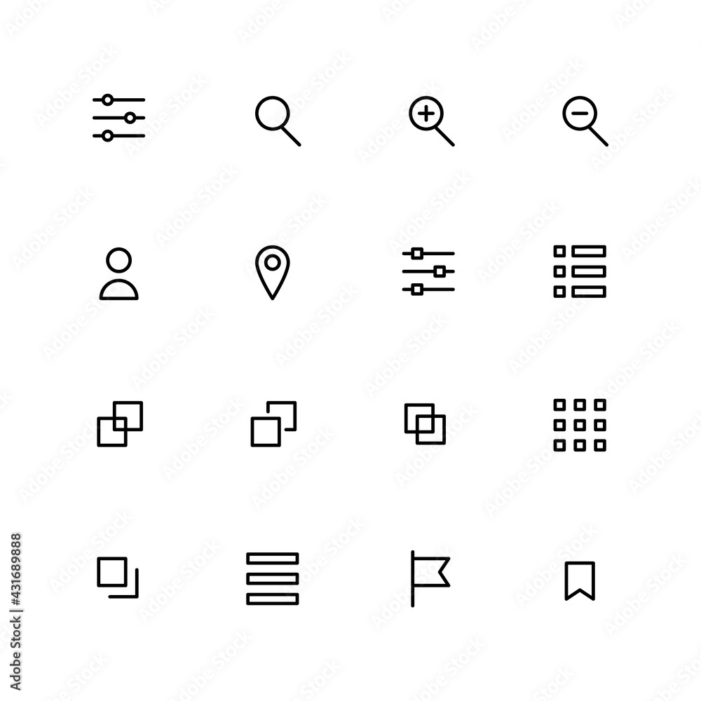 Poster pixel perfect editable stroke simple ui icons