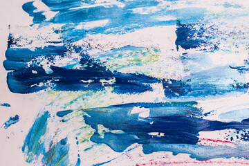 oil paint blue brush strokes on paper.