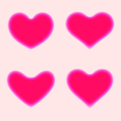 Vector illustrations, set of hearts, love designs. Unique shapes symbols. Doodle 3d collections, abstract drawing, modern style