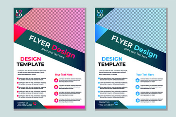 Obraz premium Flyer design, Business brochure, leaflet, or magazine cover.Vector flyer template design. red and blue color.