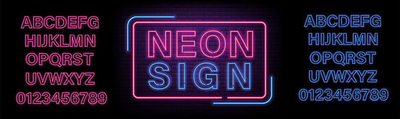 Fototapeta na wymiar Neon Sign Font