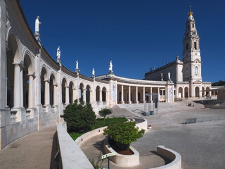 Cathedral of Fatima in Portugal near Lisboa with blue sky