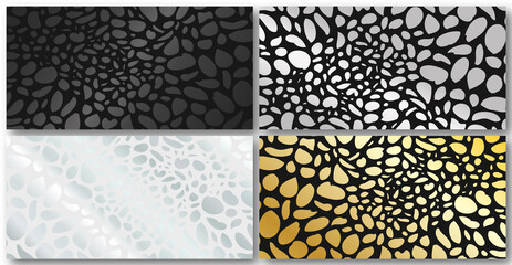 Modern gradient leopard print on back background design set. Gold royal template useful for any luxe design.